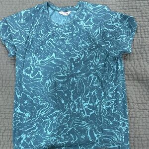 Athleta women’s Teal Swirl Short Sleeve Tee small